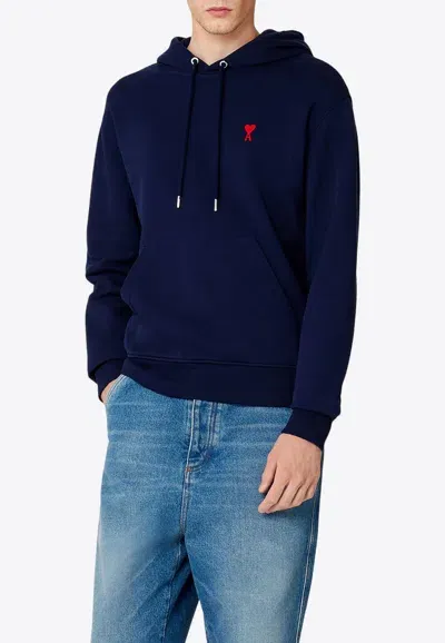 Ami Alexandre Mattiussi Ami De Coeur Hooded Sweatshirt In Blue