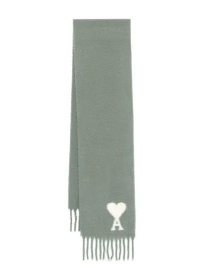 Ami Alexandre Mattiussi Ami De Coeur Scarf In Green