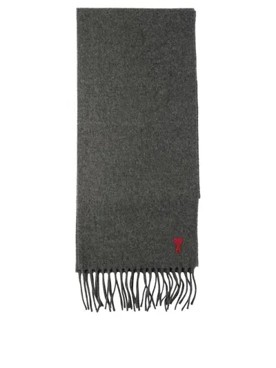 Ami Alexandre Mattiussi Ami De Coeur Scarves In Gray