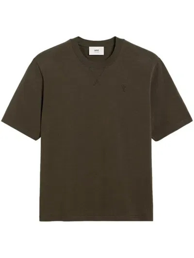 Ami Alexandre Mattiussi Ami De Coeur T-shirt In Brown