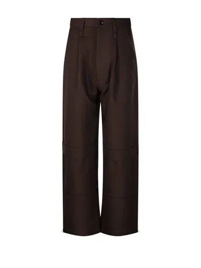 Ami Alexandre Mattiussi Ami Gabardine Cargo Trousers In Brown