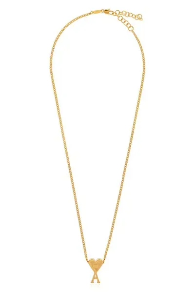 Ami Alexandre Mattiussi Ami Logo Pendant Necklace In Gold