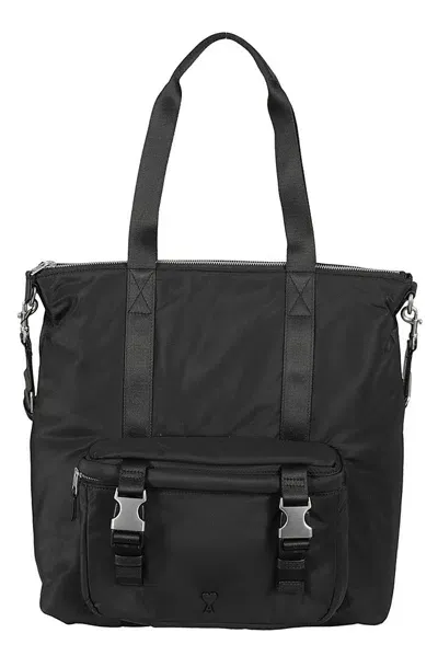 Ami Alexandre Mattiussi Logo-plaque Tote Bag In Black