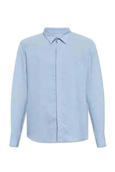 Ami Alexandre Mattiussi Ami Long Sleeved Button In Blue