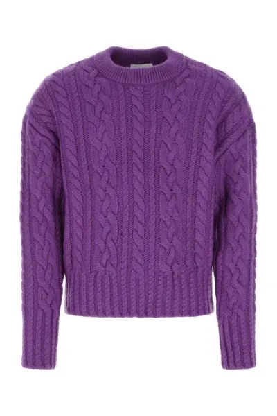 Ami Alexandre Mattiussi Ami Crewneck Knitted Jumper In Purple