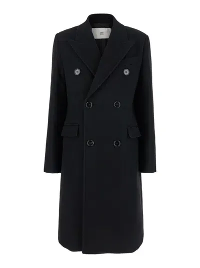 Ami Alexandre Mattiussi Ami Pairs Double Breasted Coat In Black