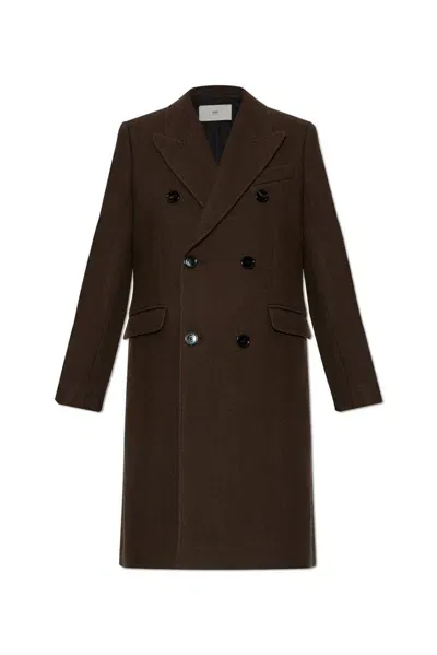 Ami Alexandre Mattiussi Ami Pairs Double Breasted Coat In Brown