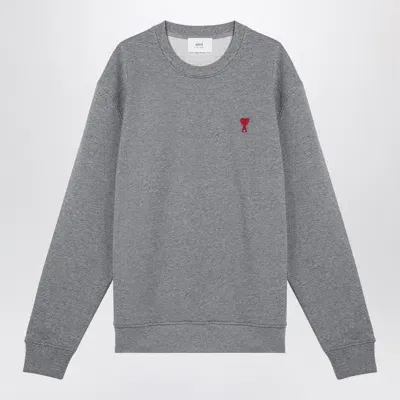 Ami Alexandre Mattiussi Ami Paris Ami De Coeur Grey Crew Neck Sweatshirt In Gray