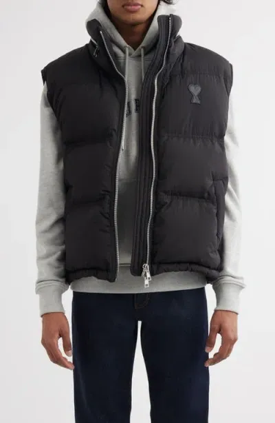 Ami Alexandre Mattiussi Ami Paris Ami De Coeur Puffer Vest In Black