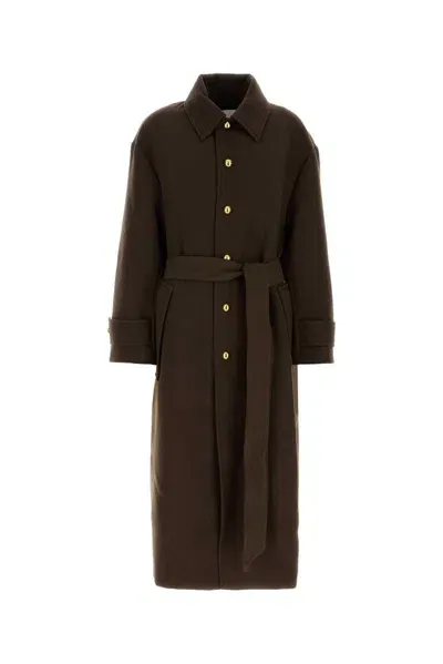 Ami Alexandre Mattiussi Ami Paris Belted Oversize Coat In Brown