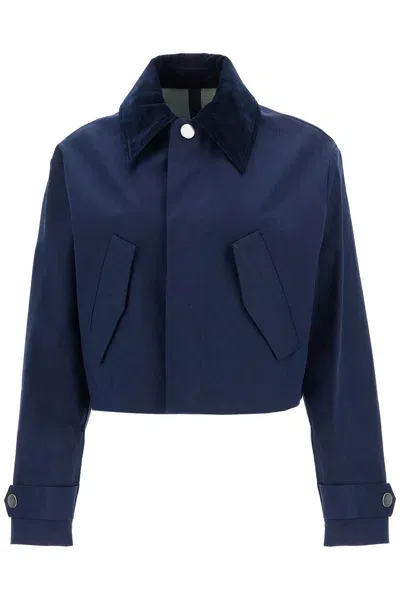 Ami Alexandre Mattiussi Cropped Canvas Jacket For Women In Blue