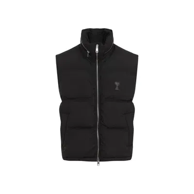 Ami Alexandre Mattiussi Ami Paris Down Vest With Hood In Black