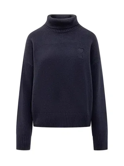 Ami Alexandre Mattiussi Ami Paris Embossed Adc Sweater In Blue