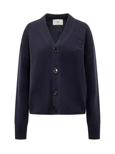 Ami Alexandre Mattiussi Ami Paris Embossed Cardigan In Blue