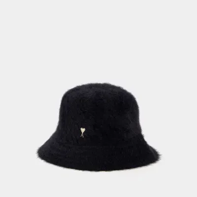 Ami Alexandre Mattiussi Ami Paris Fluffy Bucket Hat In Black