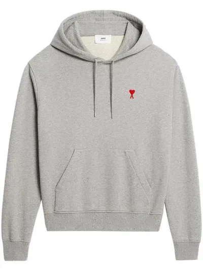 Ami Alexandre Mattiussi Ami Paris Ami De Coeur Hoodie In Grey