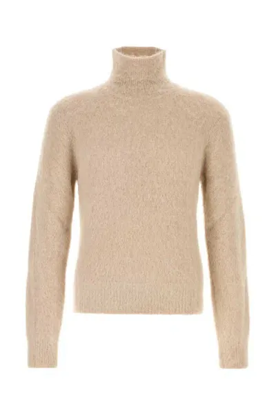 Ami Alexandre Mattiussi Cappuccino Stretch Mohair Blend Sweater In Brown