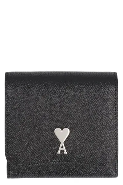 Ami Alexandre Mattiussi Ami Paris Leather Wallet In Black