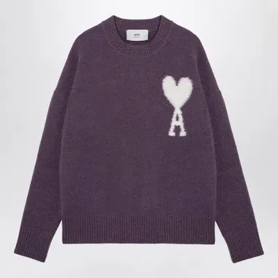 Ami Alexandre Mattiussi Ami Paris Lilac Ami De Coeur Alpaca Jumper In Purple