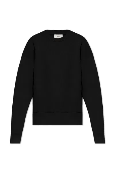 Ami Alexandre Mattiussi Ami Paris Logo Detailed Crewneck Sweatshirt In Black