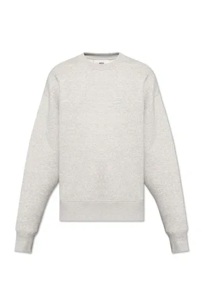 Ami Alexandre Mattiussi Ami Paris Logo Detailed Crewneck Sweatshirt In Grey