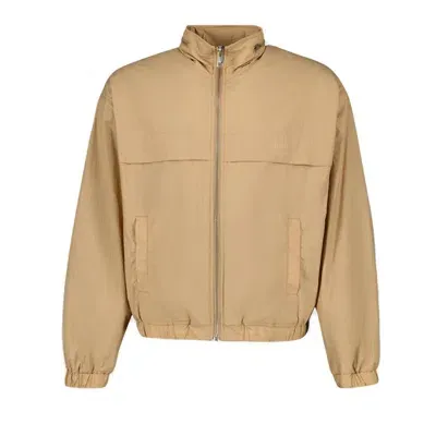 Ami Alexandre Mattiussi Ami Paris Logo Printed Zipped Bomber Jacket In Beige