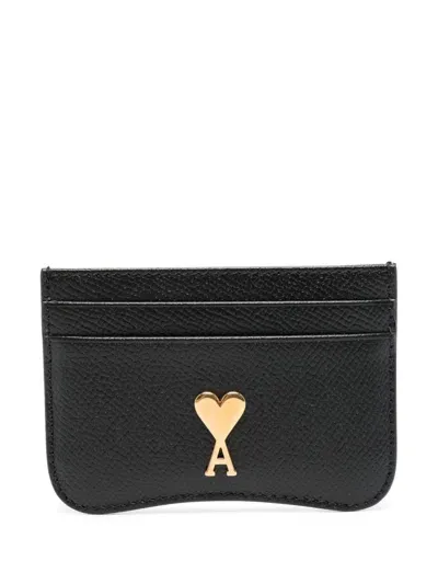 Ami Alexandre Mattiussi Ami Paris Paris Leather Card Case In Black