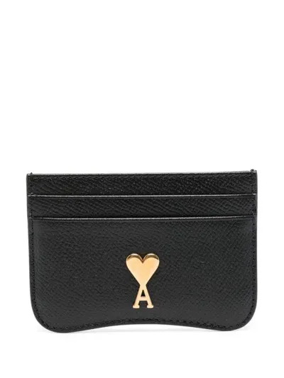 Ami Alexandre Mattiussi Ami Paris Paris Leather Card Case In Black