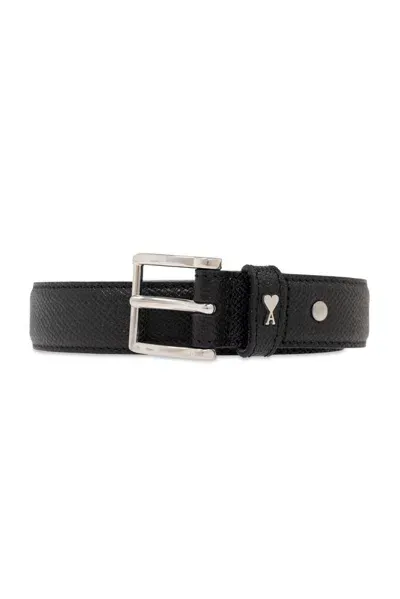 Ami Alexandre Mattiussi Ami Paris Paris Logo Plaque Belt In Black