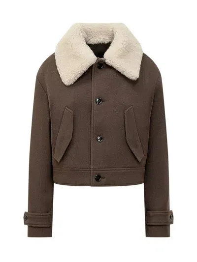 Ami Alexandre Mattiussi Ami Paris Shearling Jacket In Brown