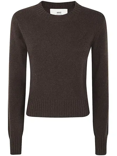 Ami Alexandre Mattiussi Ami Paris Slim Tonal Adc Sweater Clothing In Brown