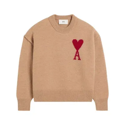 Ami Alexandre Mattiussi Ami Paris Sweaters In Camel Red