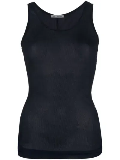 Ami Alexandre Mattiussi U-neck Semi-sheer Tank Top In Blue