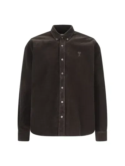 Ami Alexandre Mattiussi Corduroy Shirt In Brown