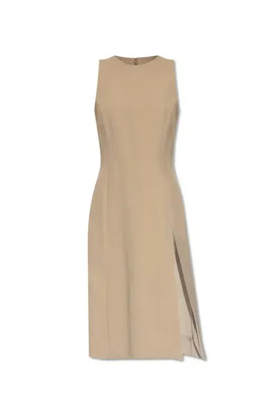 Ami Alexandre Mattiussi Ami Sleeveless Midi Dress In Beige