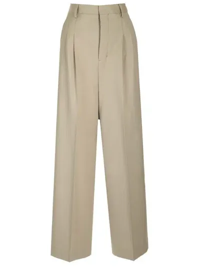 Ami Alexandre Mattiussi Ami Wide Leg Pleated Pants In Green