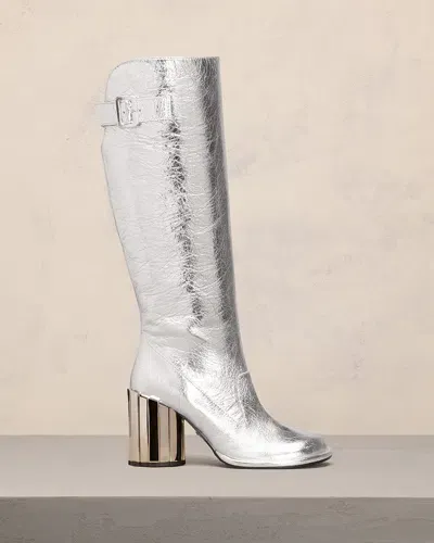 Ami Alexandre Mattiussi Anatomical Toe Buckled Boots Silver For Women