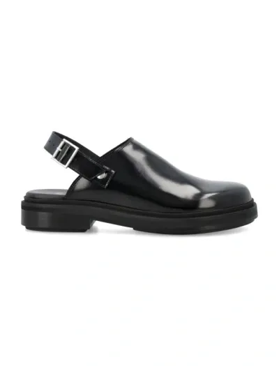 Ami Alexandre Mattiussi Ami Paris Leather Sole Mule In Black