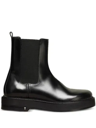 Ami Alexandre Mattiussi Aymmetric-toe Leather Ankle Boots In Black