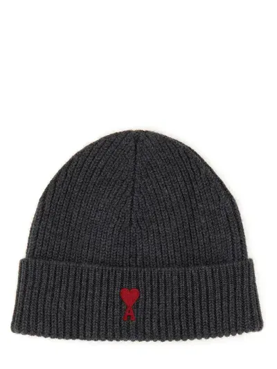 Ami Alexandre Mattiussi Beanie Hat With Logo In Black