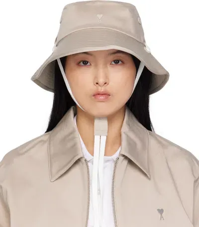 Ami Alexandre Mattiussi Ami De Coeur Bucket Hat With String Neutrals Unisex