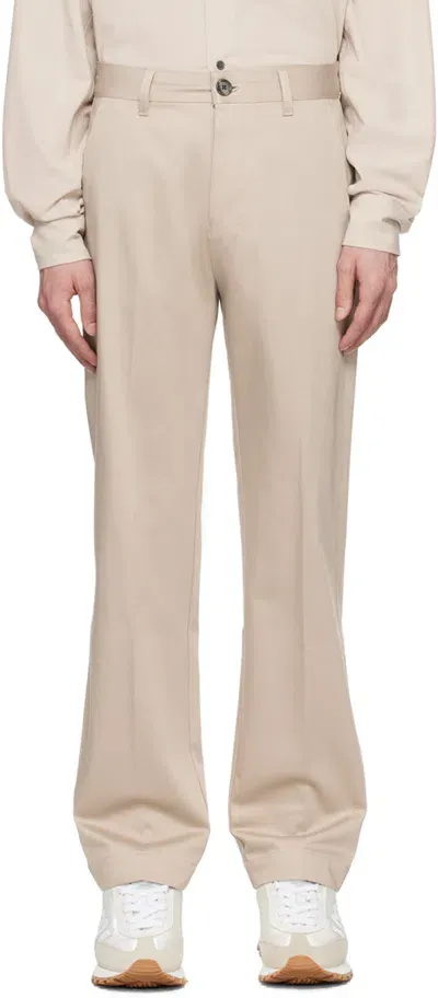 Ami Alexandre Mattiussi Beige Button-fly Trousers In Light Beige/271