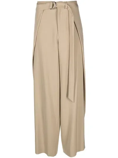 Ami Alexandre Mattiussi Belted Wide Leg Trousers In 265 Champagne