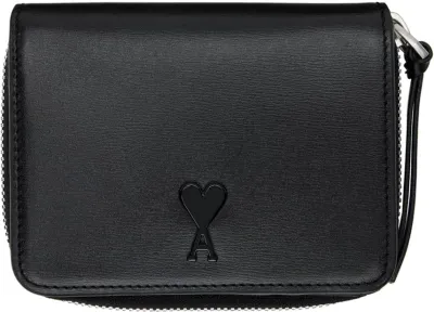 Ami Alexandre Mattiussi Black Ami De Coeur Compact Wallet