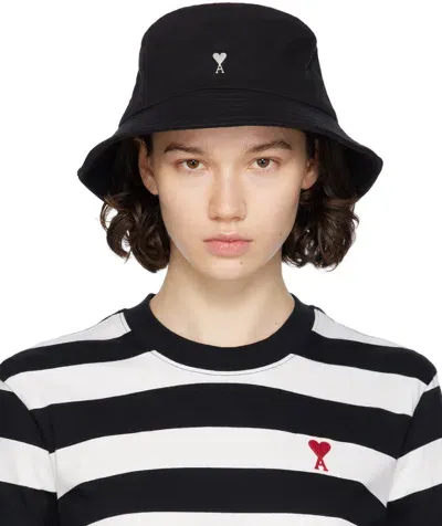 Ami Alexandre Mattiussi Black Ami De Cœur Bucket Hat