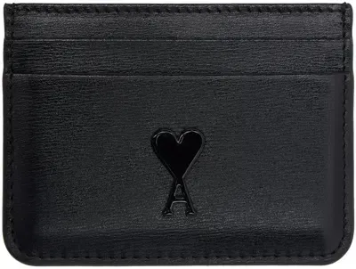 Ami Alexandre Mattiussi Black Ami De Cœur Card Holder In Black/001