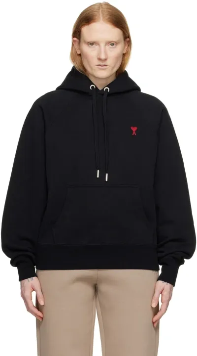 Ami Alexandre Mattiussi Black Ami De Cœur Hoodie In Black/001