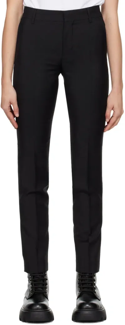 Ami Alexandre Mattiussi Black Creased Trousers In Wool Tricotine Black