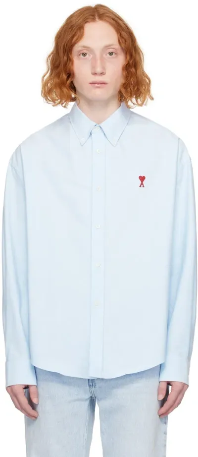 Ami Alexandre Mattiussi Blue Boxy-fit Shirt In Sky Blue/natural White