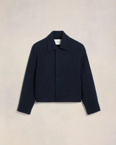 Ami Alexandre Mattiussi Wool-cashmere Blend Jacket In Navy Blue